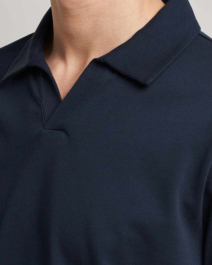 Men | Sweaters & Knitwear | A Day's March | Branford Long Sleeve Jersey Polo Navy
