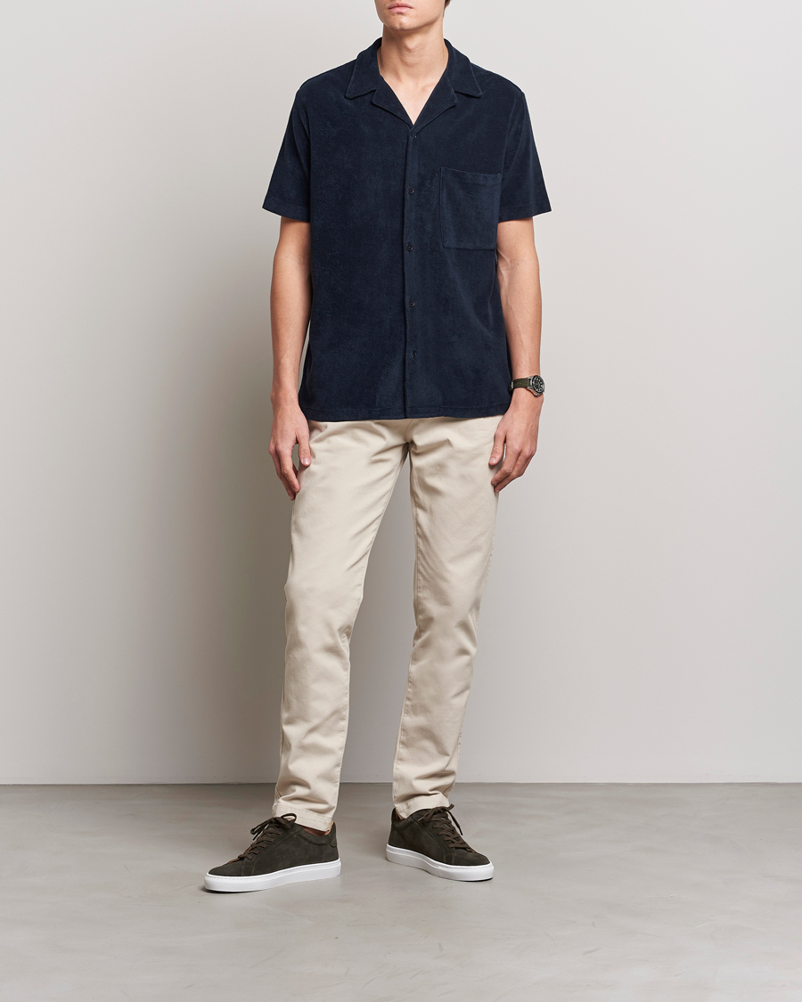 Men | Shirts | A Day's March | Yamu Short Sleeve Terry Shirt Navy