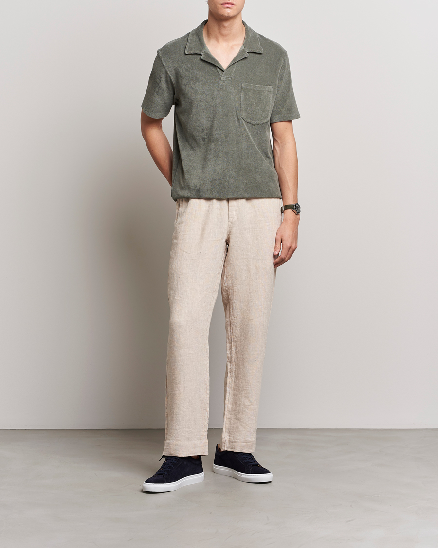 Men | Polo Shirts | A Day's March | Terry Polo Dusty Green