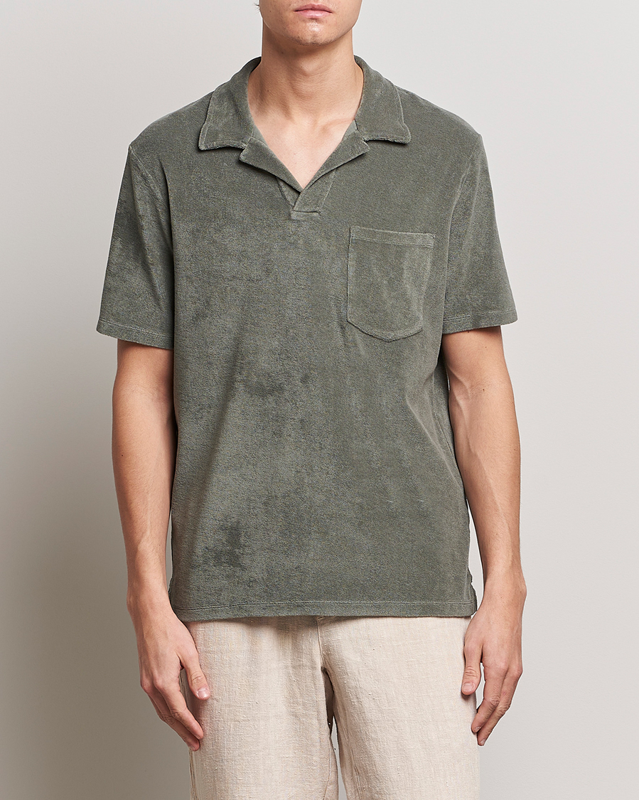 Men | Polo Shirts | A Day's March | Terry Polo Dusty Green