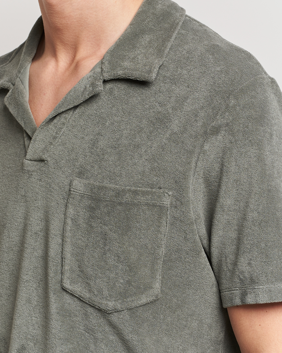 Men | Polo Shirts | A Day's March | Terry Polo Dusty Green