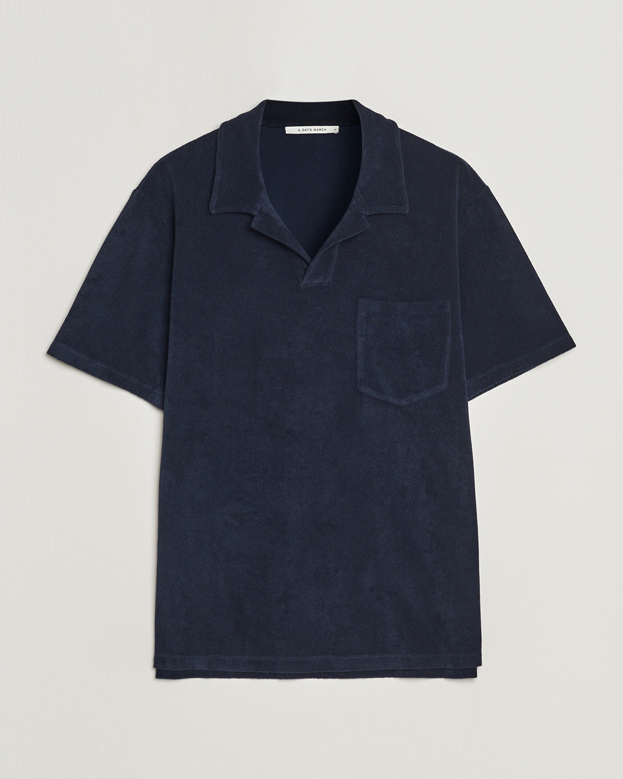 Men | Polo Shirts | A Day's March | Terry Polo Navy