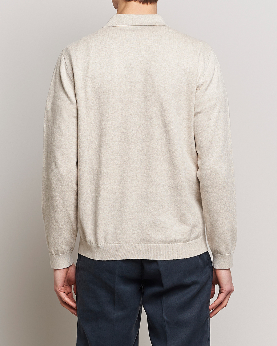 Men | Polo Shirts | A Day's March | Manol Cotton Linen Polo Sand Melange