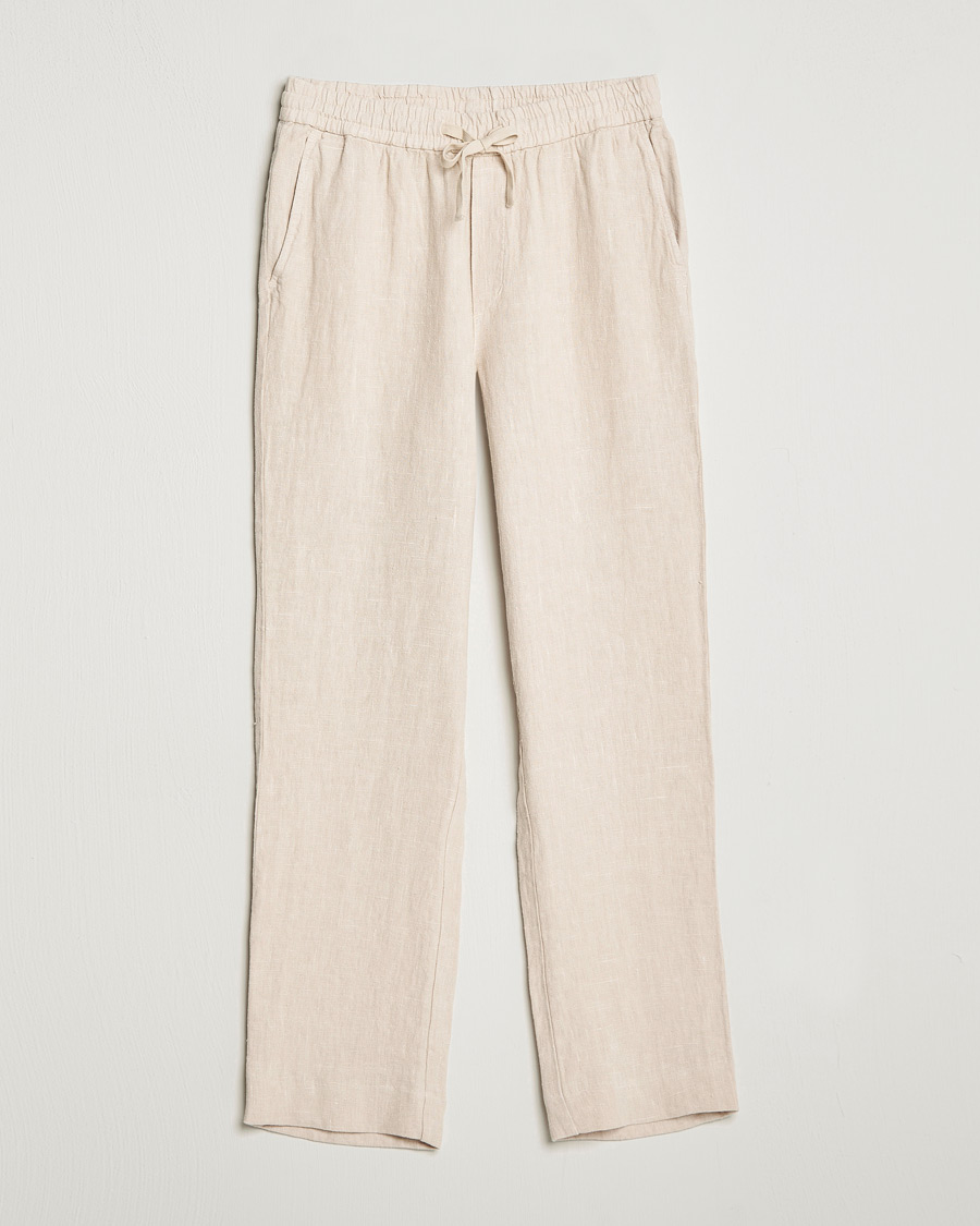 Men | Trousers | A Day's March | Tamait Drawstring Linen Trousers Oyster