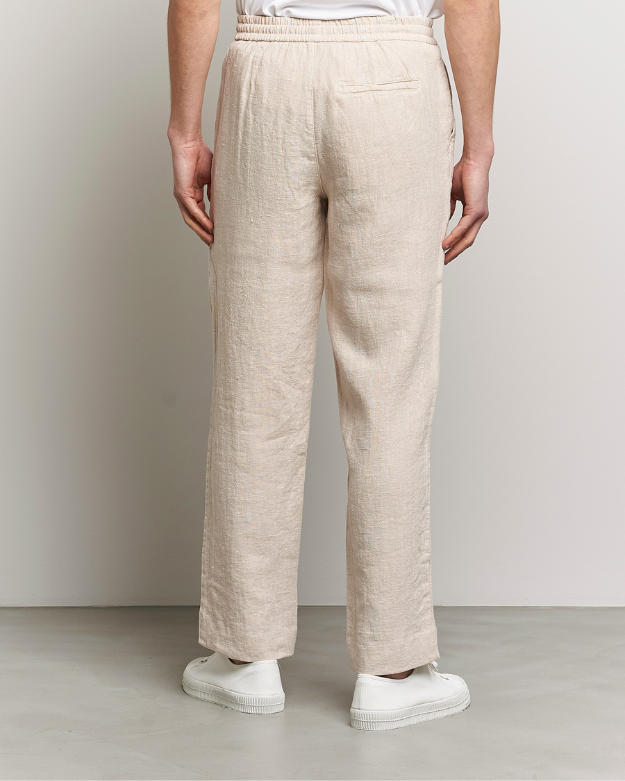Men | Trousers | A Day's March | Tamait Drawstring Linen Trousers Oyster