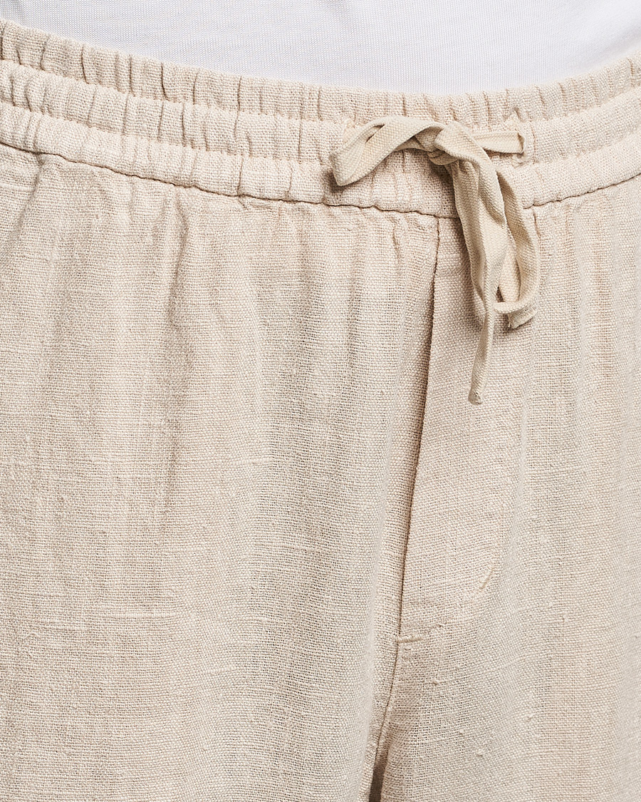 Men | Trousers | A Day's March | Tamait Drawstring Linen Trousers Oyster