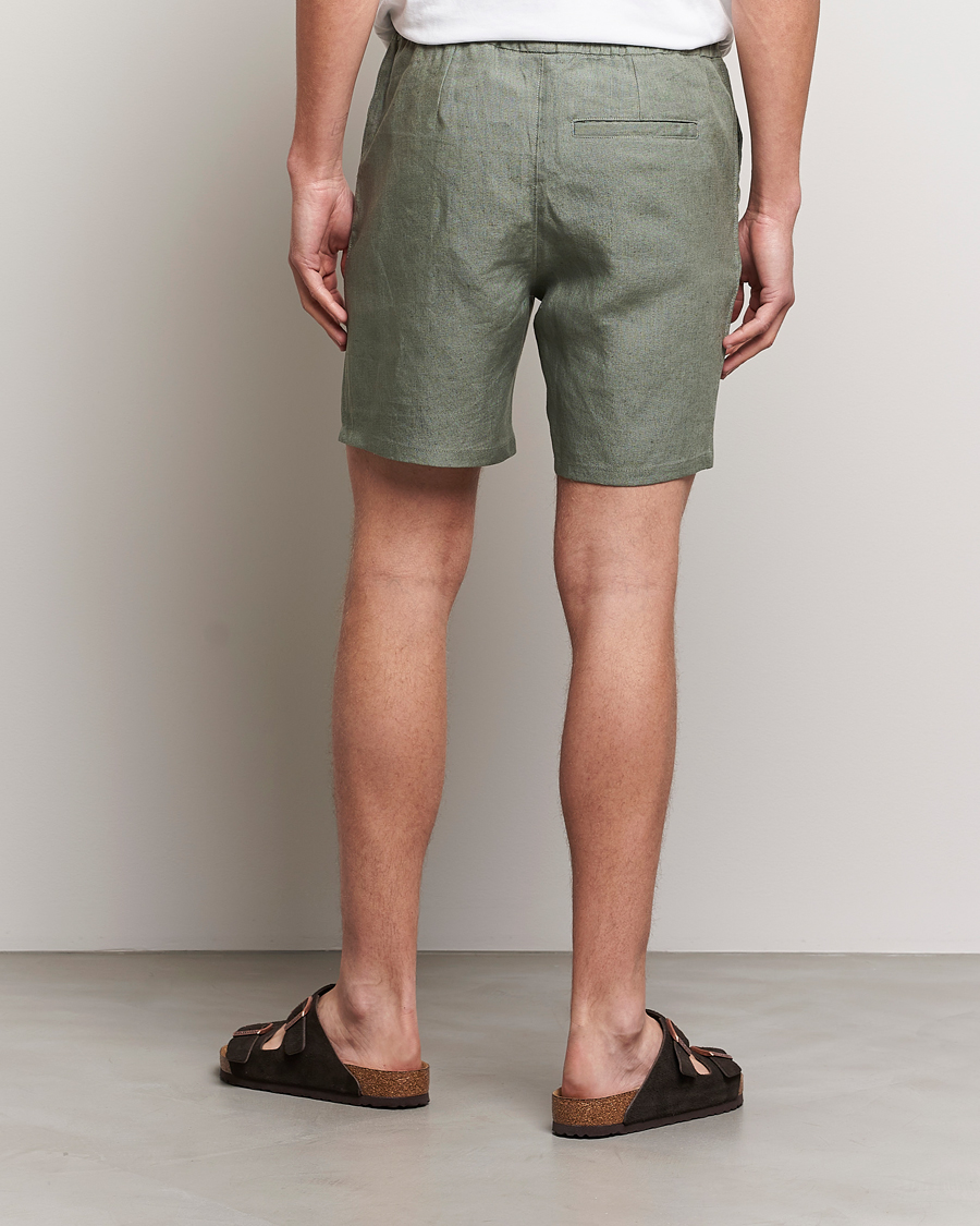 Men | Shorts | A Day's March | Ipu Drawstring Linen Shorts Dusty Green