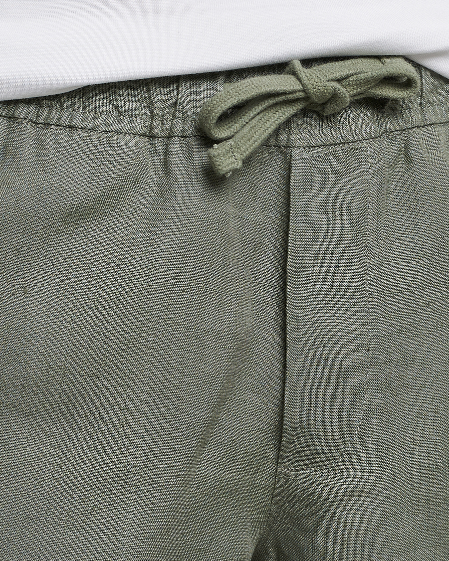 Men | Shorts | A Day's March | Ipu Drawstring Linen Shorts Dusty Green