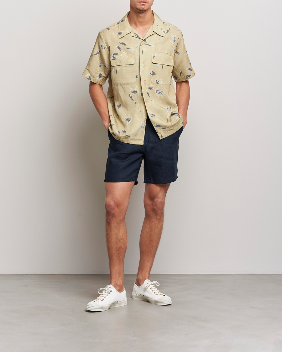Men | Shorts | A Day's March | Ipu Drawstring Linen Shorts Navy