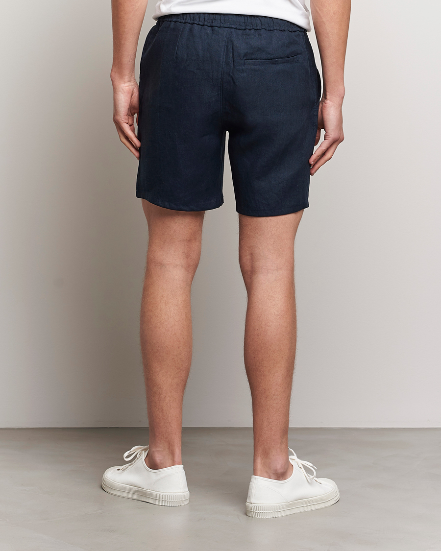 Men | Shorts | A Day's March | Ipu Drawstring Linen Shorts Navy