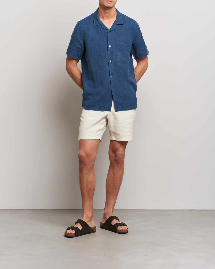 Men | Shorts | A Day's March | Ipu Drawstring Linen Shorts Oyster