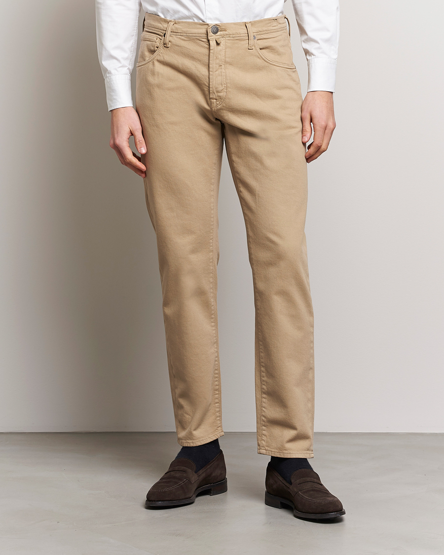 Men | Casual Trousers | Incotex | Cotton Stretch 5-Pocket Pants Beige