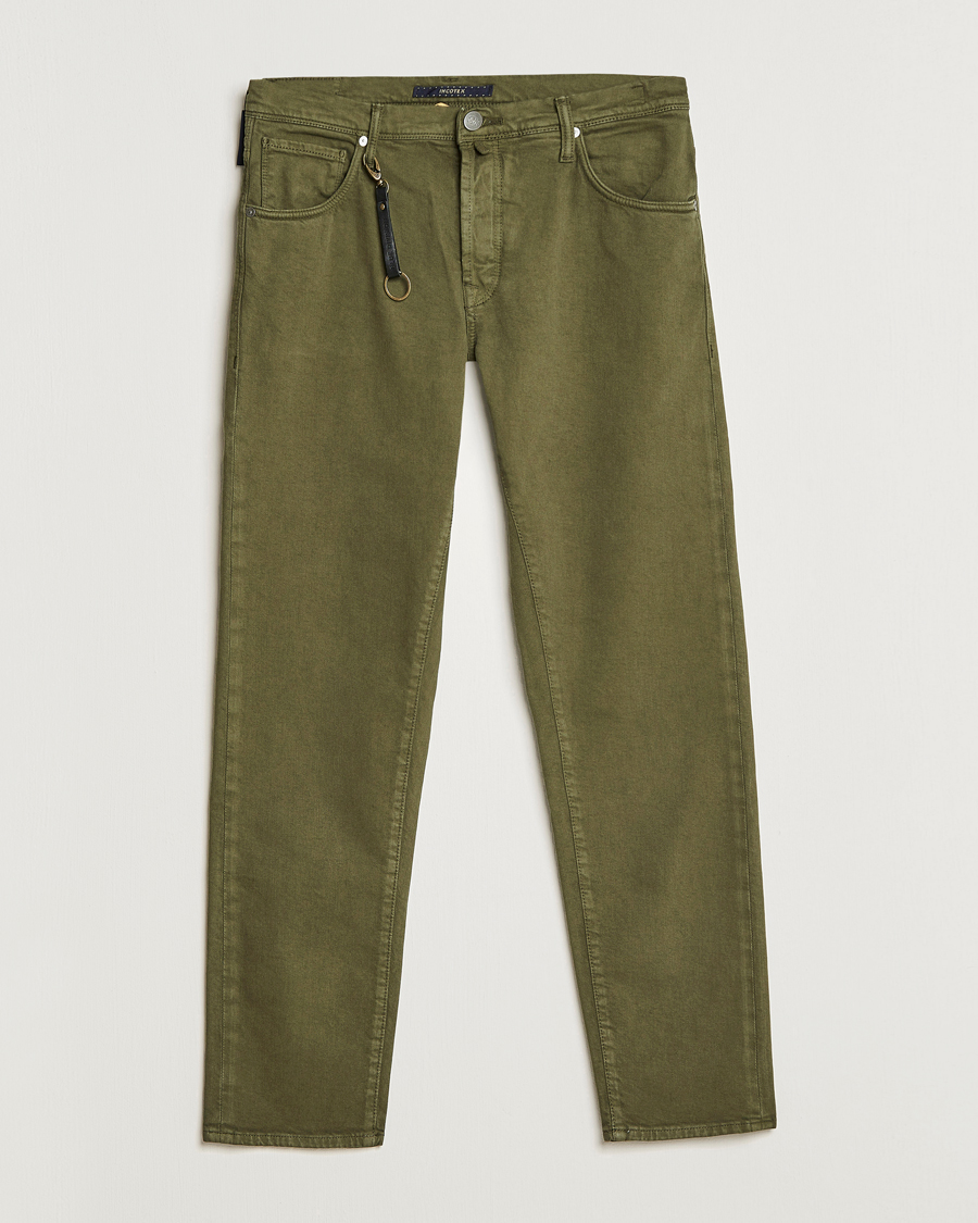 Men | Trousers | Incotex | Cotton Stretch 5-Pocket Pants Military Green