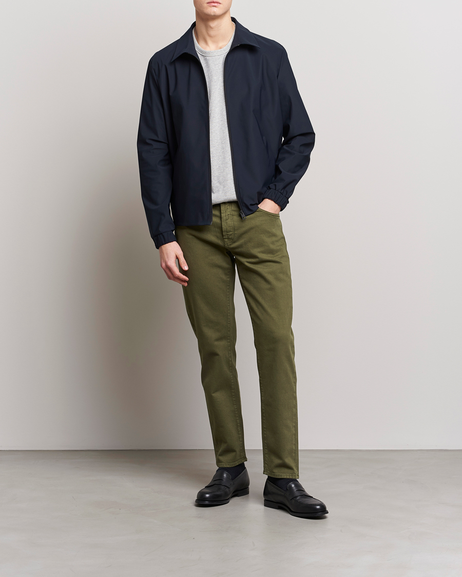 Men | Trousers | Incotex | Cotton Stretch 5-Pocket Pants Military Green
