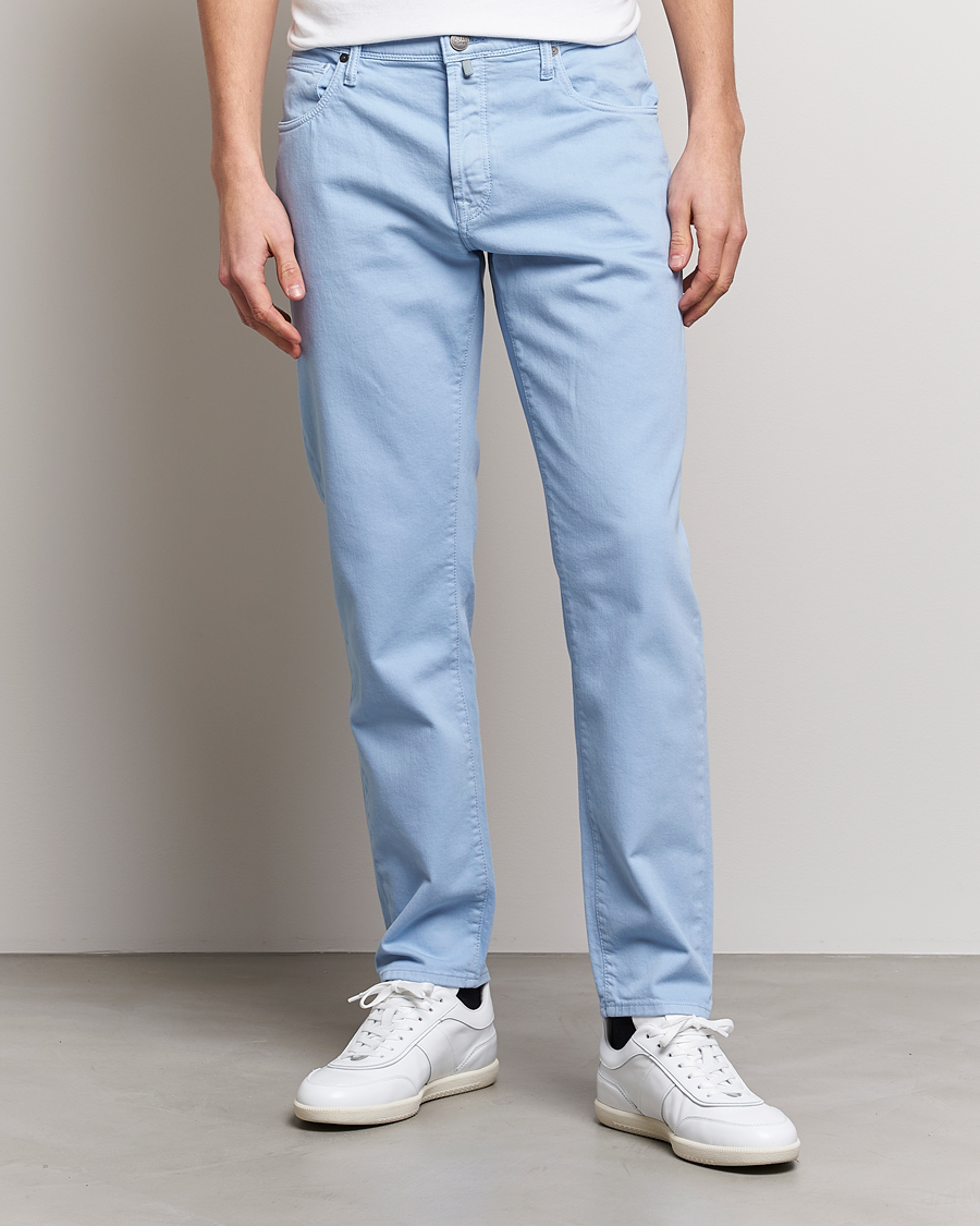 Men | Casual Trousers | Incotex | Cotton Stretch 5-Pocket Pants Light Blue