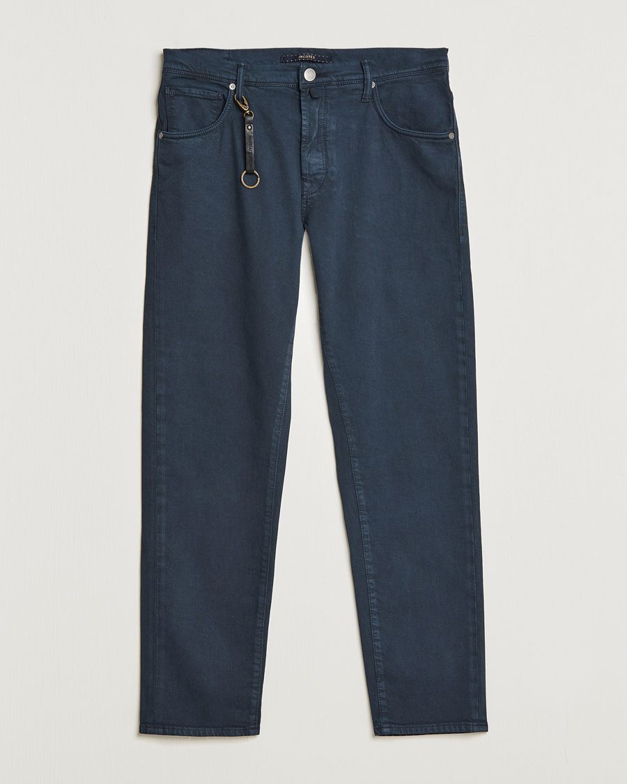 Men | Trousers | Incotex | Cotton Stretch 5-Pocket Pants Navy
