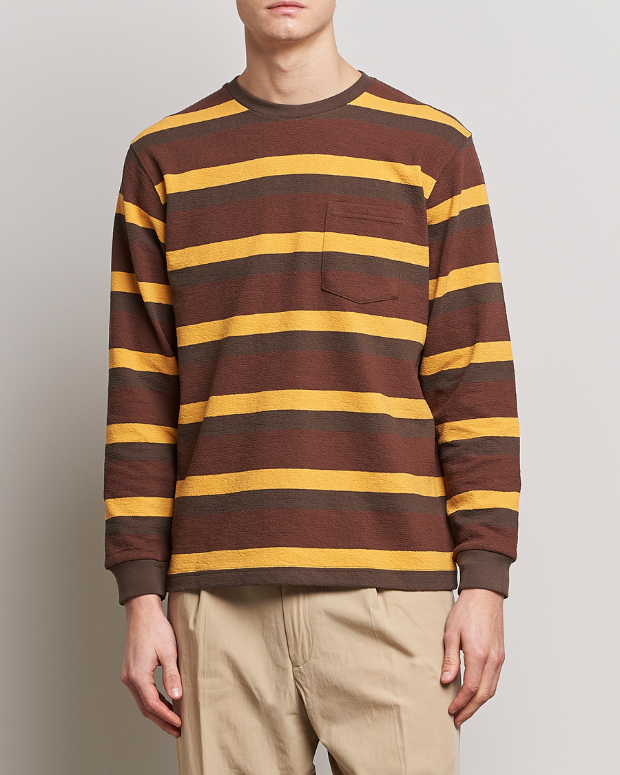 Men | BEAMS PLUS | BEAMS PLUS | Long Sleeve Striped Pocket Tee Brown