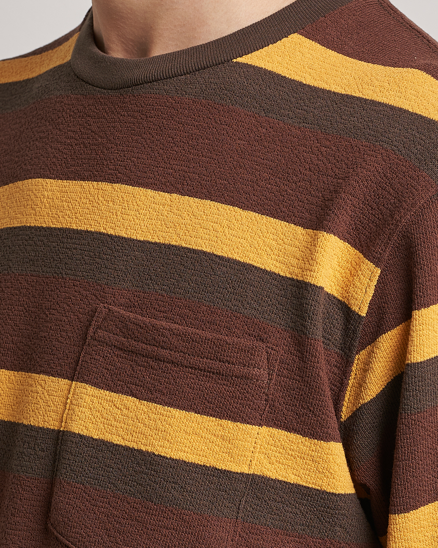 Men | T-Shirts | BEAMS PLUS | Long Sleeve Striped Pocket Tee Brown