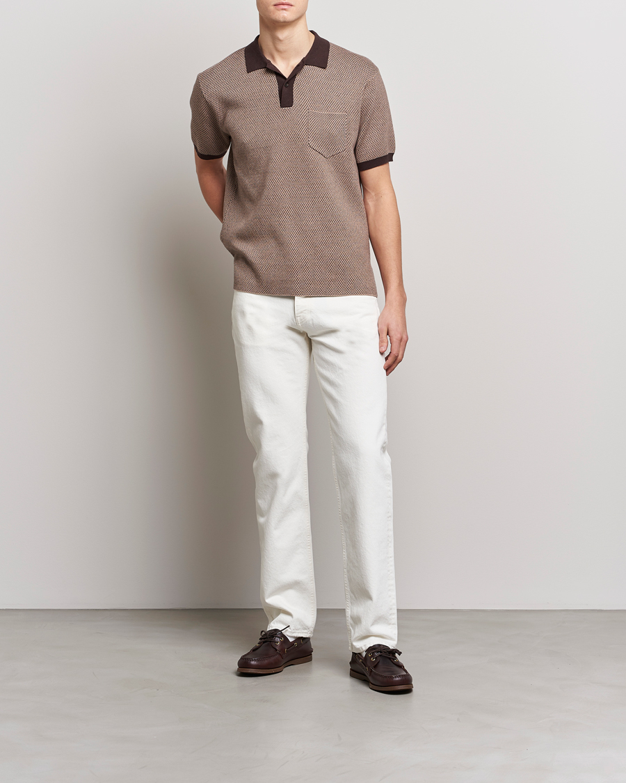 Men | Polo Shirts | BEAMS PLUS | Two-Tone Jacquard Polo Brown