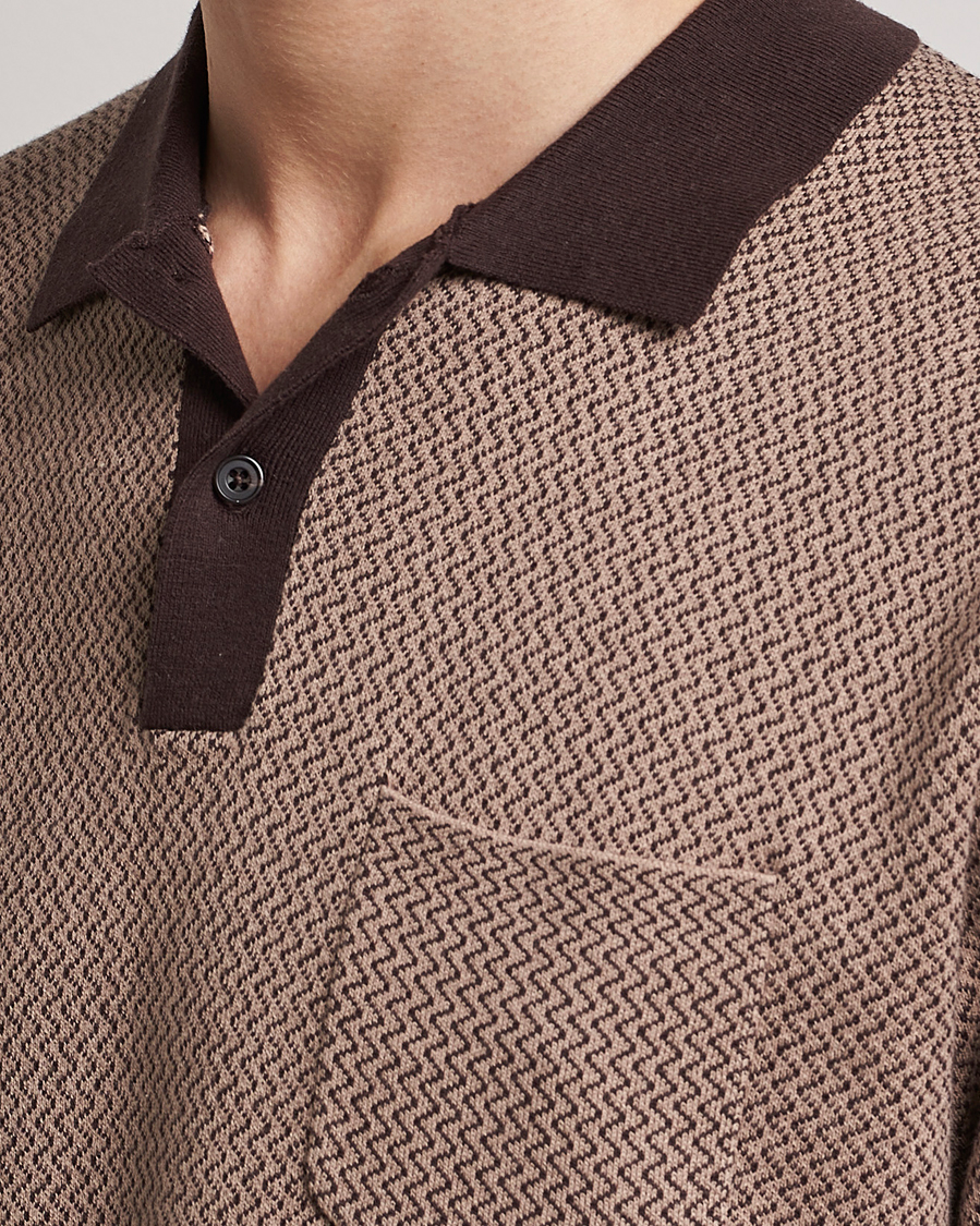 Men | Polo Shirts | BEAMS PLUS | Two-Tone Jacquard Polo Brown