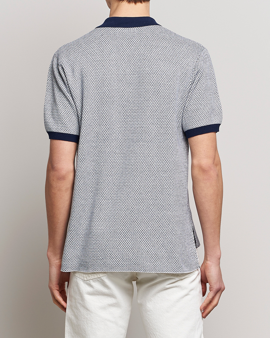 Men | Polo Shirts | BEAMS PLUS | Two-Tone Jacquard Polo Navy