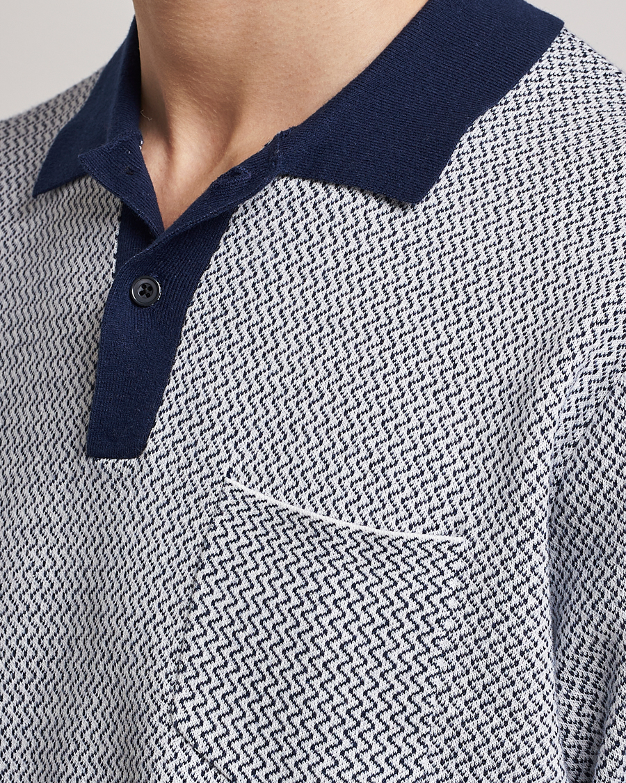 Men | Polo Shirts | BEAMS PLUS | Two-Tone Jacquard Polo Navy