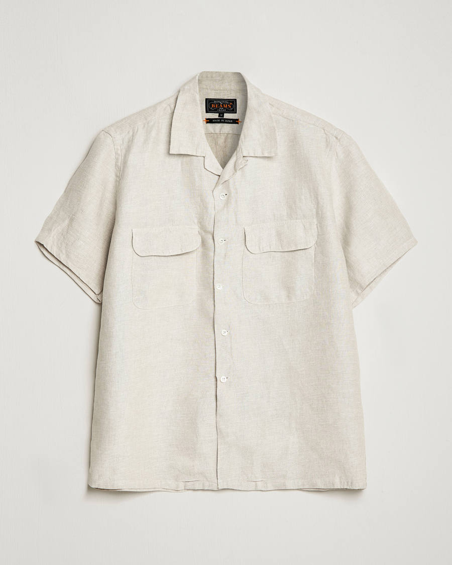 Men | Shirts | BEAMS PLUS | Linen/Chambray Camp Shirt Natural