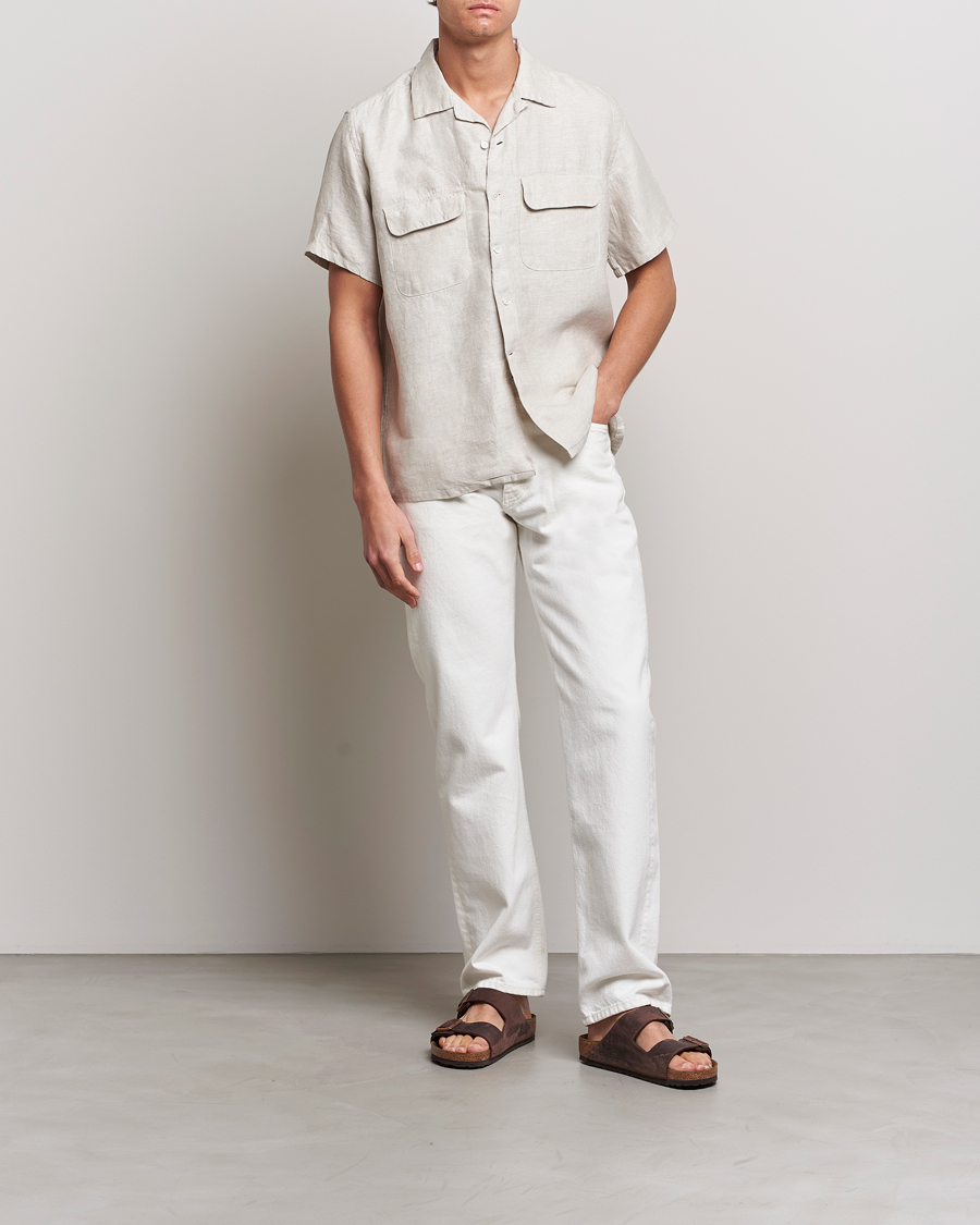 Men | Shirts | BEAMS PLUS | Linen/Chambray Camp Shirt Natural