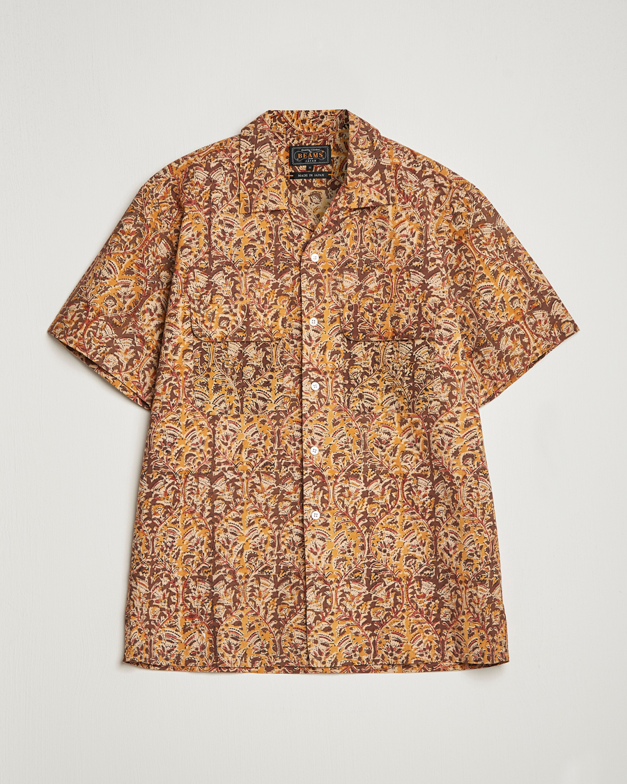 Men | Shirts | BEAMS PLUS | Block Print Camp Shirt Brown