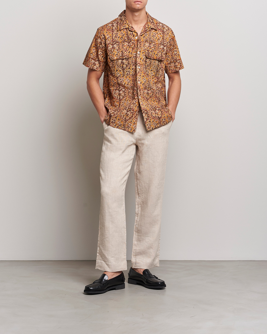Men | Shirts | BEAMS PLUS | Block Print Camp Shirt Brown