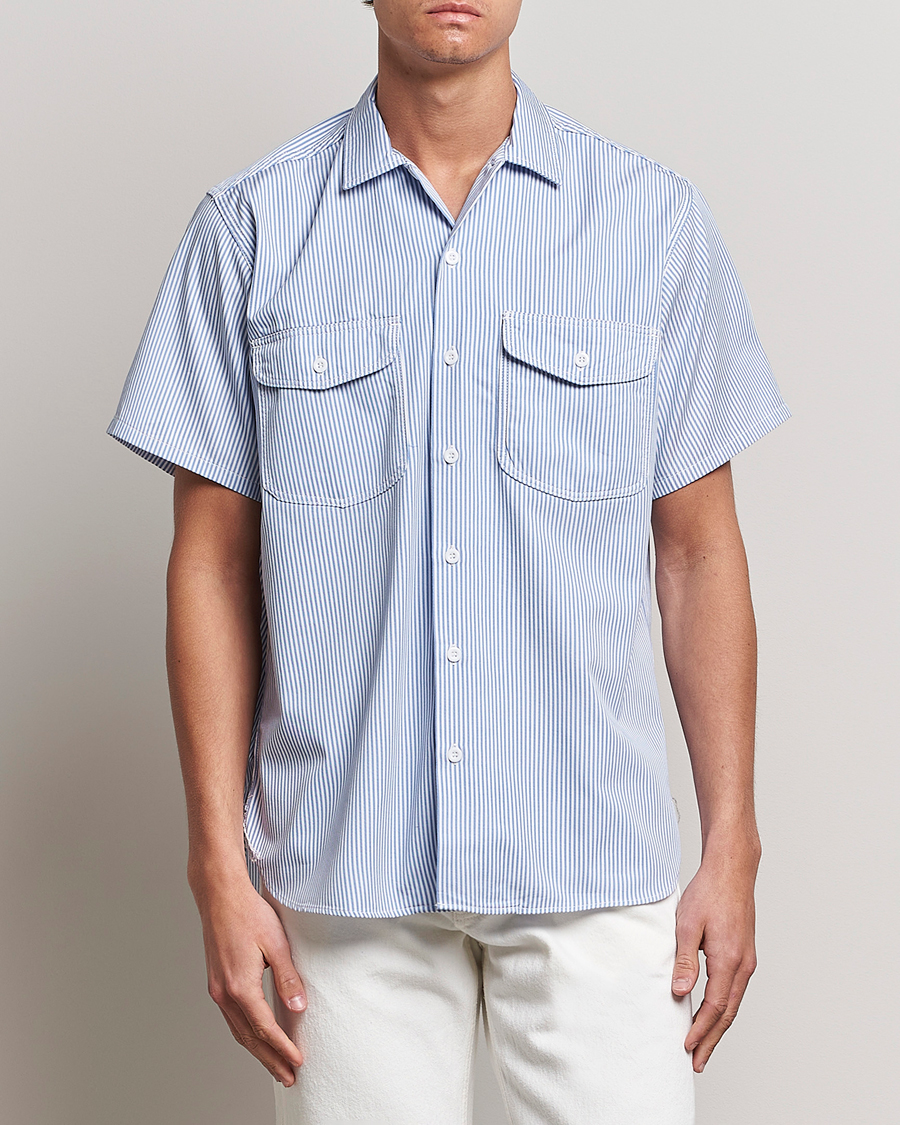 Men |  | BEAMS PLUS | Short Sleeve Work Shirt Light Blue