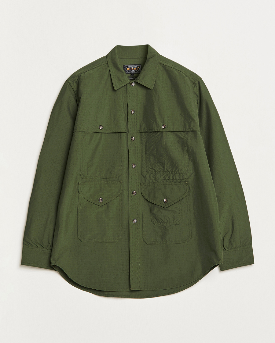 Men | Shirts | BEAMS PLUS | Nylon Ripstop Adventure Shirt Olive
