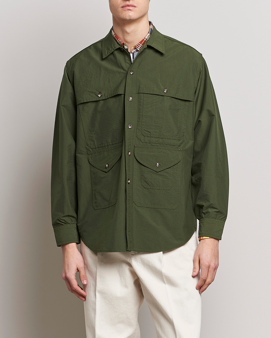Men | Spring Jackets | BEAMS PLUS | Nylon Ripstop Adventure Shirt Olive