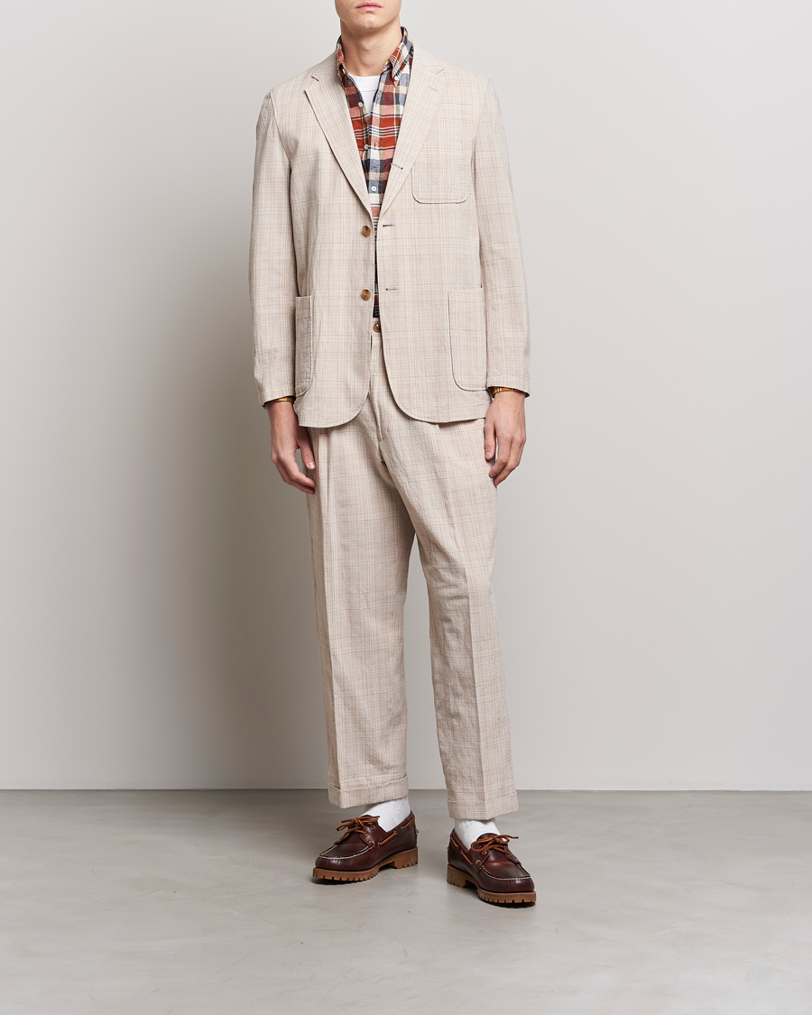 Men | Trousers | BEAMS PLUS | Cotton/Linen Comfort Trousers Natural