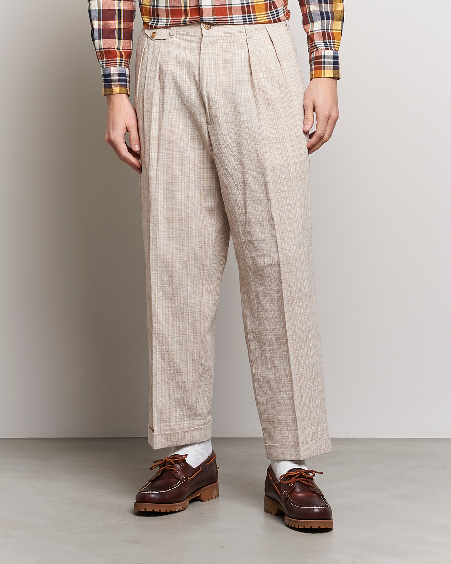 Men | Trousers | BEAMS PLUS | Cotton/Linen Comfort Trousers Natural