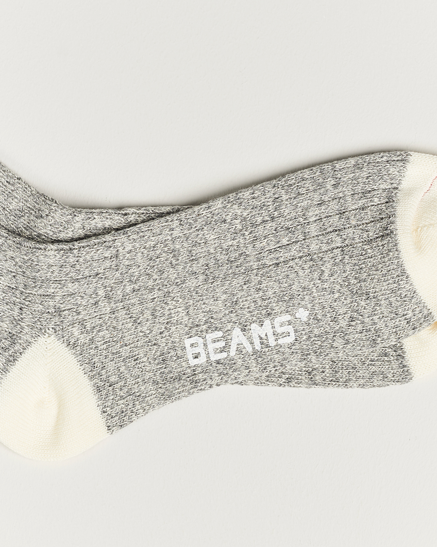 Men |  | BEAMS PLUS | 1/4 Rag Socks Grey/Red