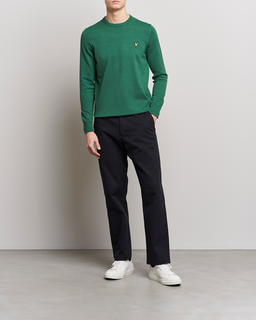 Men | Sweaters & Knitwear | Lyle & Scott | Crew Neck Cotton Sweater English Green