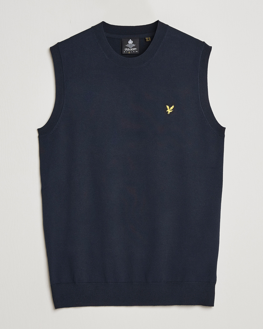 Men | Sweaters & Knitwear | Lyle & Scott | Cotton Vest Dark Navy