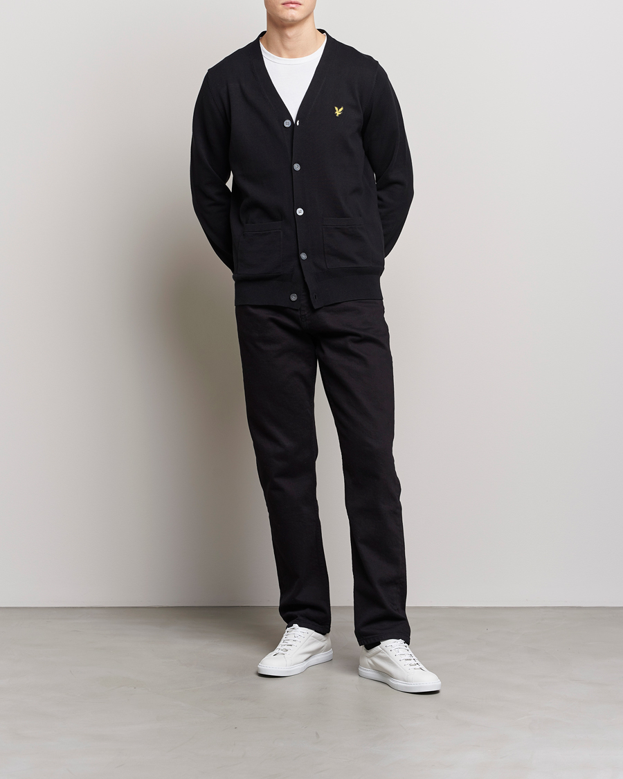 Lyle & Scott Cotton Cardigan Black at CareOfCarl.com
