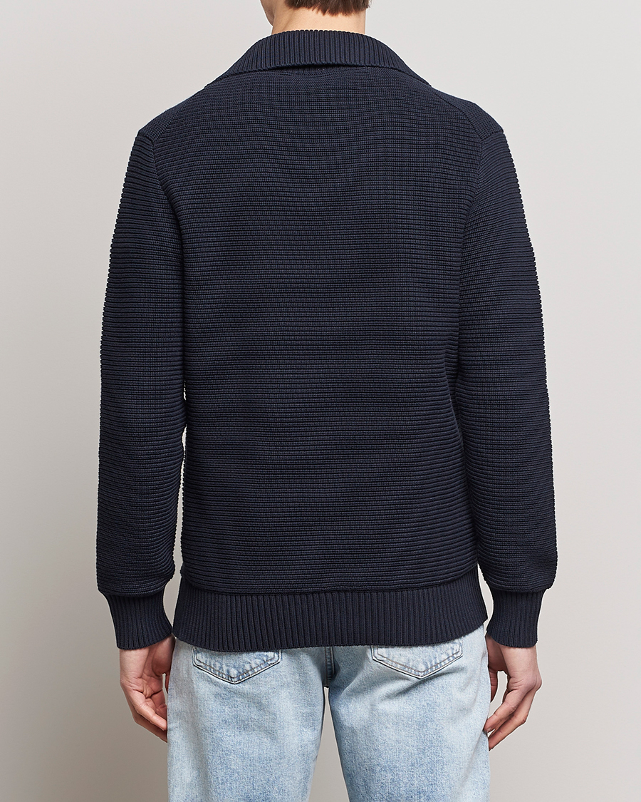 Men | Sweaters & Knitwear | Lyle & Scott | Chunky Ribbed Button Knit Dark Navy