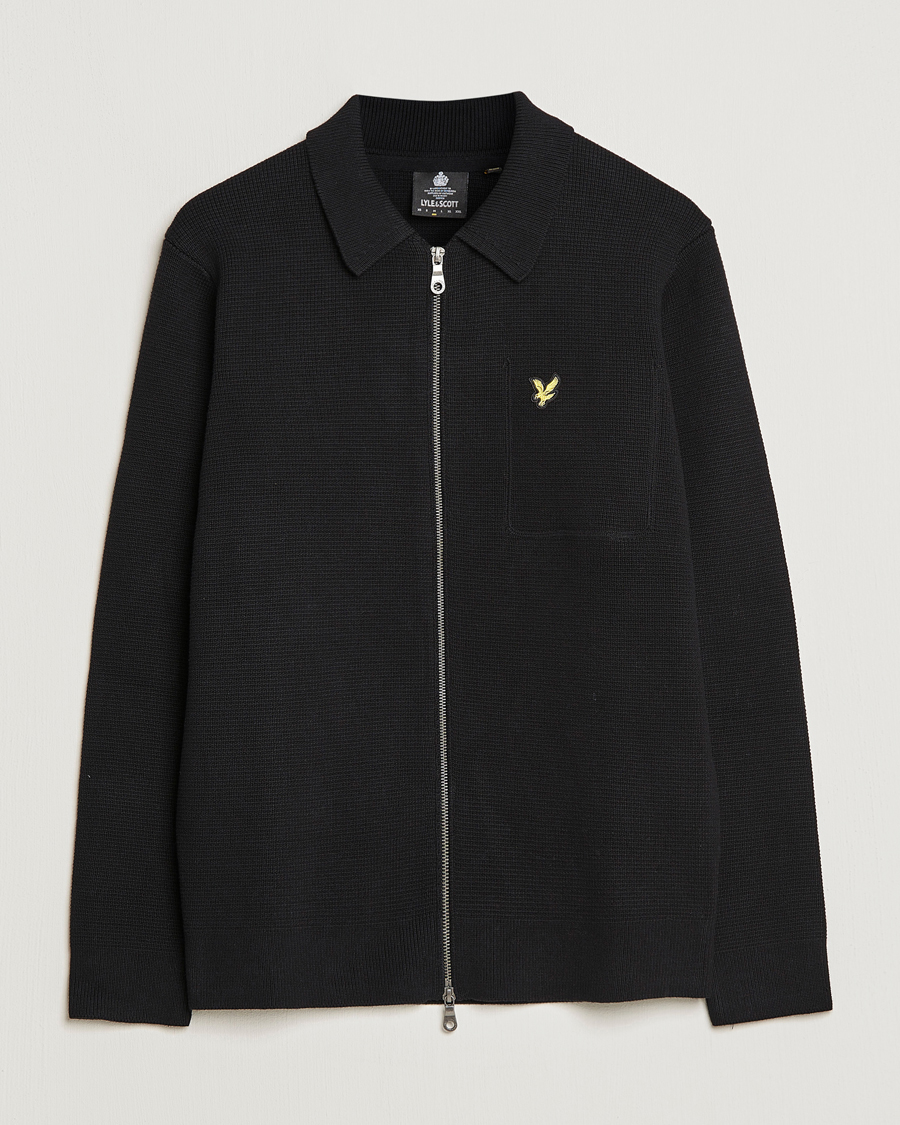 Men | Sweaters & Knitwear | Lyle & Scott | Milano Full Zip Sweater Black