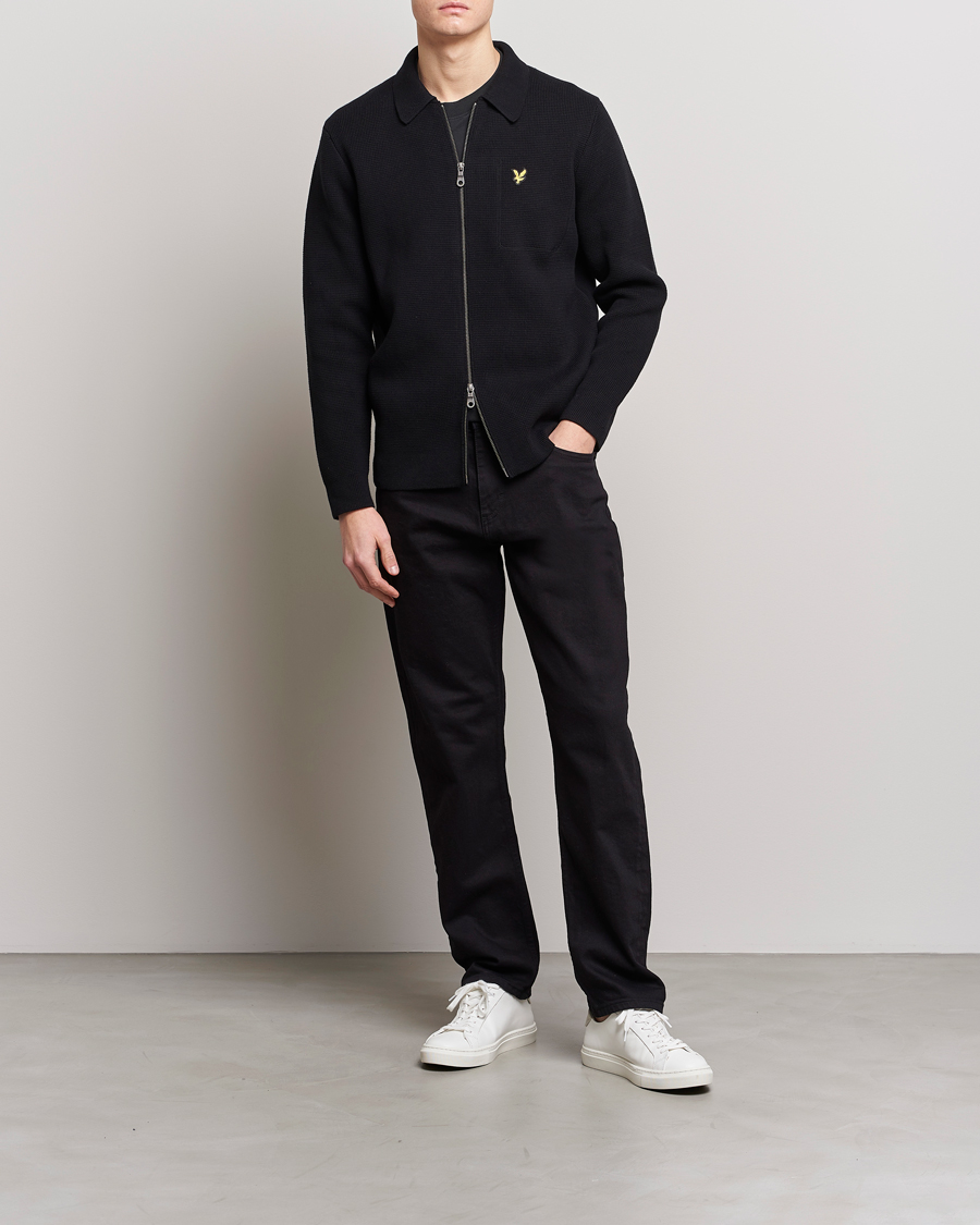 Men | Sweaters & Knitwear | Lyle & Scott | Milano Full Zip Sweater Black