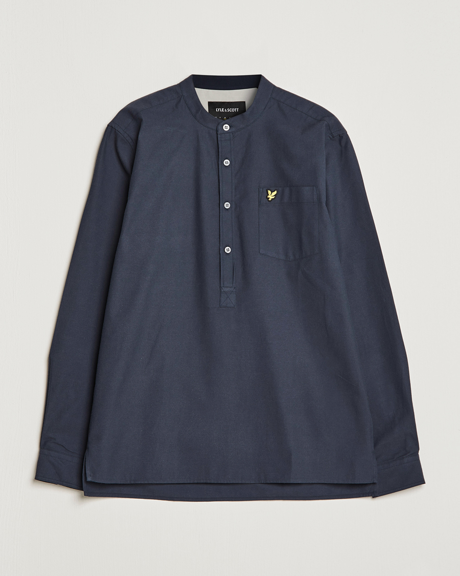 Men | Shirts | Lyle & Scott | Marl Grandad Shirt Dark Navy