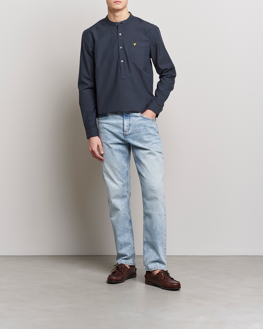 Men | Shirts | Lyle & Scott | Marl Grandad Shirt Dark Navy