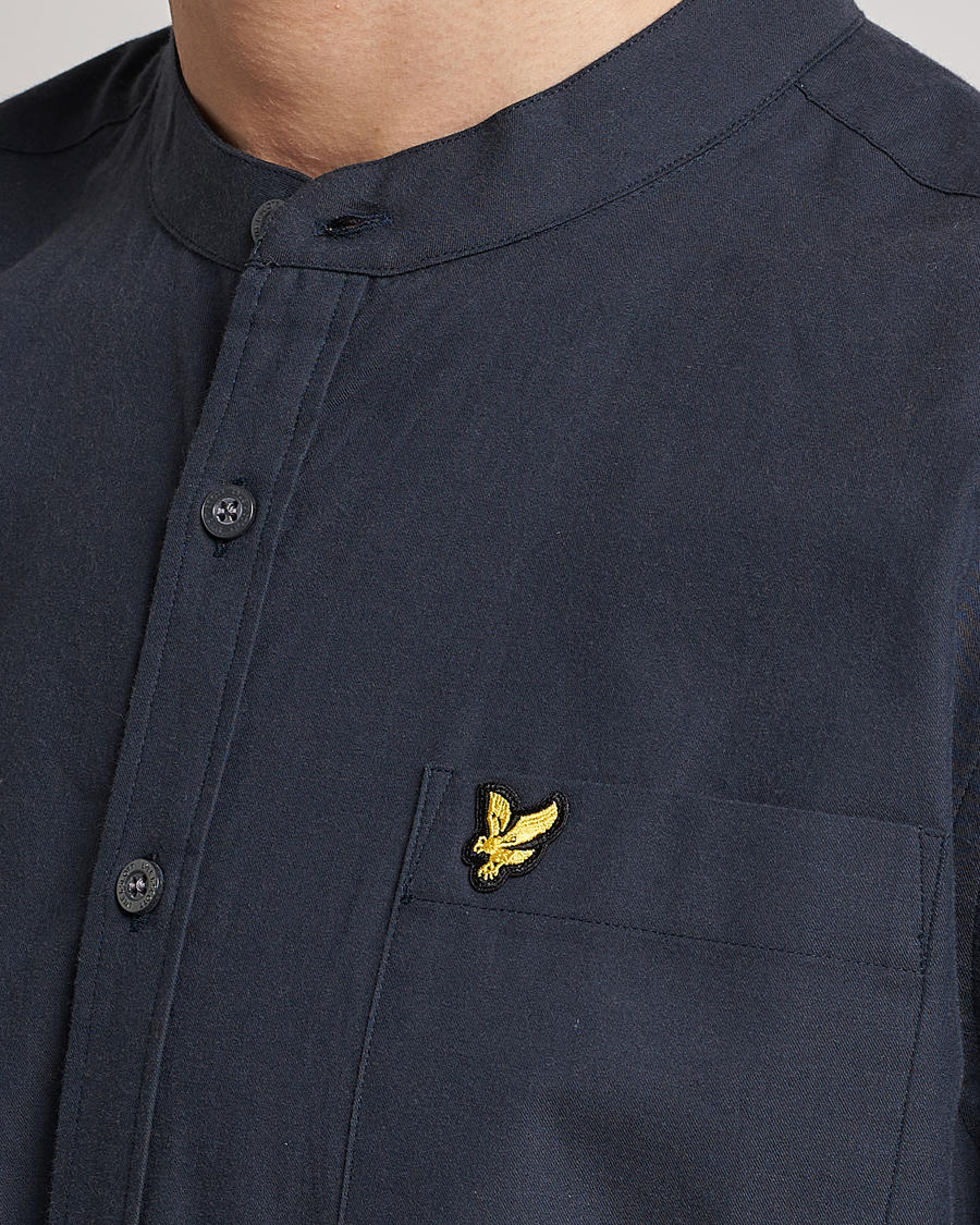 Men | Shirts | Lyle & Scott | Marl Grandad Shirt Dark Navy