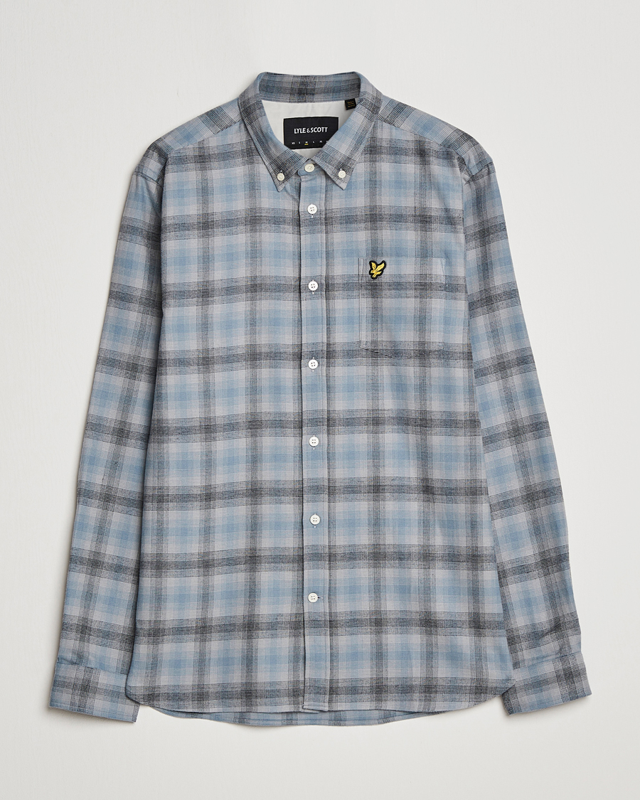 Men | Shirts | Lyle & Scott | Button Down Flannel Shirt Cold Grey