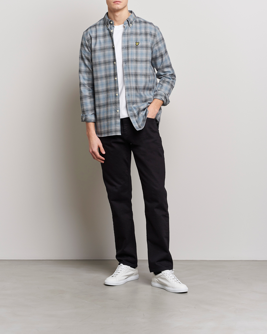 Men | Shirts | Lyle & Scott | Button Down Flannel Shirt Cold Grey