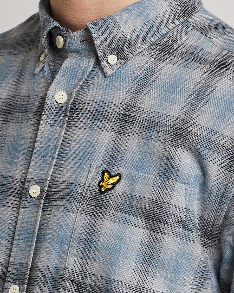 Men | Shirts | Lyle & Scott | Button Down Flannel Shirt Cold Grey