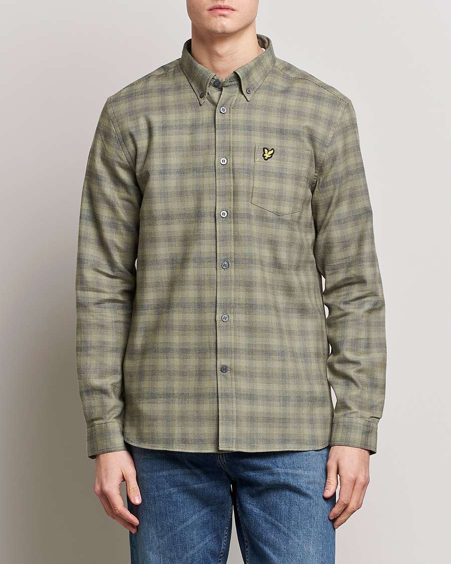 Men | Flannel Shirts | Lyle & Scott | Button Down Flannel Shirt Sea Weed