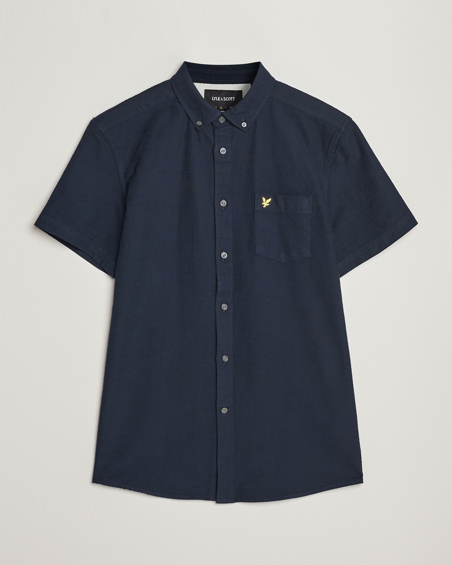 Men | Shirts | Lyle & Scott | Cotton Slub Short Sleeve Shirt Dark Navy